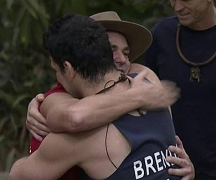 **Brendan Fevola**<br>
"Words can't express how I'm feeling right now. You were a true champion, a loyal friend but most of all an amazing Dad. You've left a huge hole in everyone's hearts, RIP KING. Sending love to [his family]," Brendan wrote alongside this photo from their time on *I'm A Celebrity... Get Me Out Of Here!*
