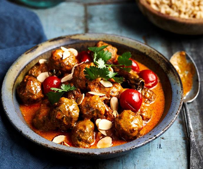 **Lamb korma meatball curry**
<br>Tender lamb meatballs swimming in a rich korma curry sauce. What more could you want?
<br><br>
*See the [full Australian Women's Weekly recipe here](https://www.womensweeklyfood.com.au/recipes/korma-curry-meatballs-10732|target="_blank").*