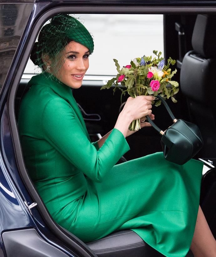 Meghan settles into a car as she leaves the 2020 service, her final public engagement as a senior royal.