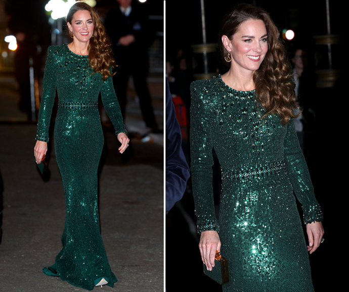 There's no denying this was one of Catherine's finest fashion moments of 2021, as she attended the Royal Variety Performance in a green sequinned gown [by Jenny Packham.](https://www.nowtolove.com.au/fashion/fashion-trends/kate-middleton-jenny-packham-dresses-69292|target="_blank")