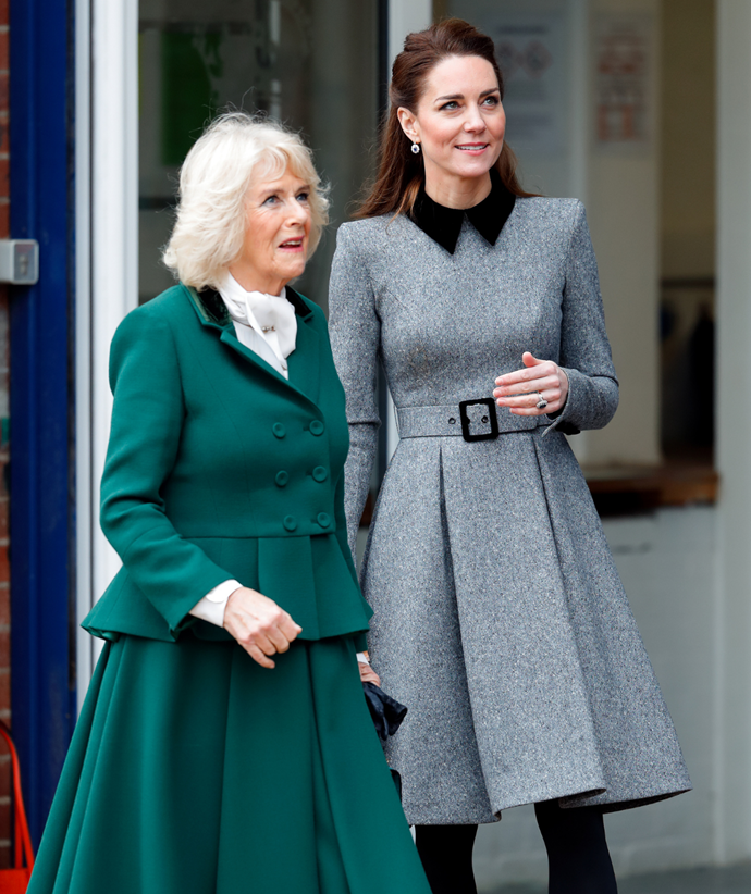 On a rare outing with Catherine, Camilla chose this unique emerald coat dress.