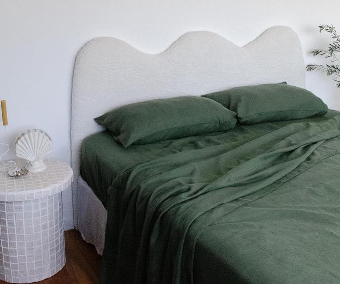 **Flax Linen Bedding,** on sale starting at $152 down from $190, from [Ecosa.](https://www.ecosa.com.au/flax-linen-fitted-sheets-queen?color=basil|target="_blank"|rel="nofollow")