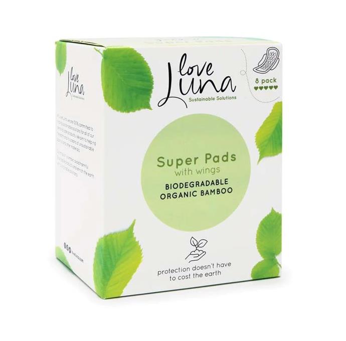 **Love Luna**
<br><br>
Their pads take 180 days (a significant improvement from 300 to 500 years) to break down, and they're biodegradable, hypoallergenic, and antibacterial.
<br><br>
**Shop Love Luna [here.](https://www.loveluna.com/collections/biodegradable-pads|target="_blank")** 