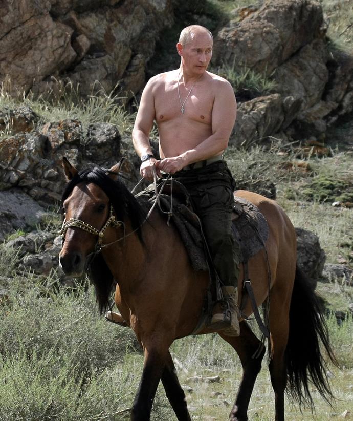 Putin loves being photographed bare-chested in manly pursuits, dramatising himself as the heroic figure in a glorious national story.