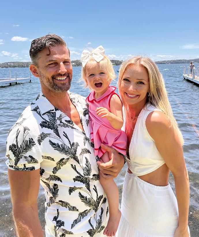 Anna Heinrich with husband Tim Robards and their darling daughter Elle.
