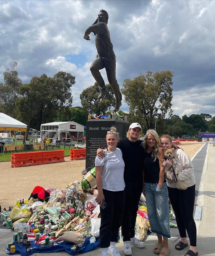 "We are so proud of our Dad." Along with Simone, the three Warne kids paid tribute to Shane at the shrine erected at his MCG statue.