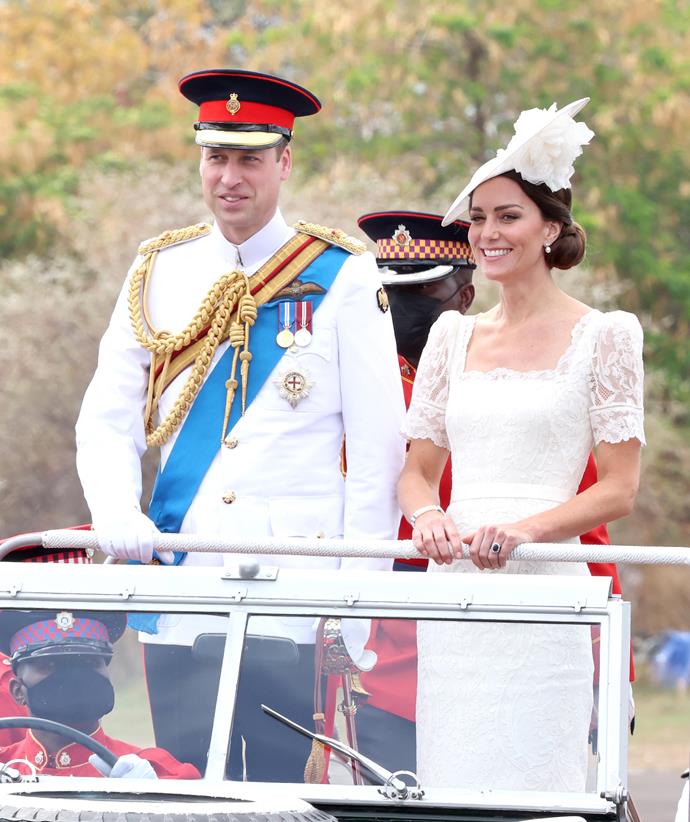 Her jewellery was subtle but sentimental; the duchess wore the Queen's Silver Jubilee pearl earrings and [Princess Diana's three-strand pearl bracelet](https://www.nowtolove.com.au/royals/british-royal-family/princess-diana-jewellery-kate-middleton-meghan-markle-69298|target="_blank") for the occasion.