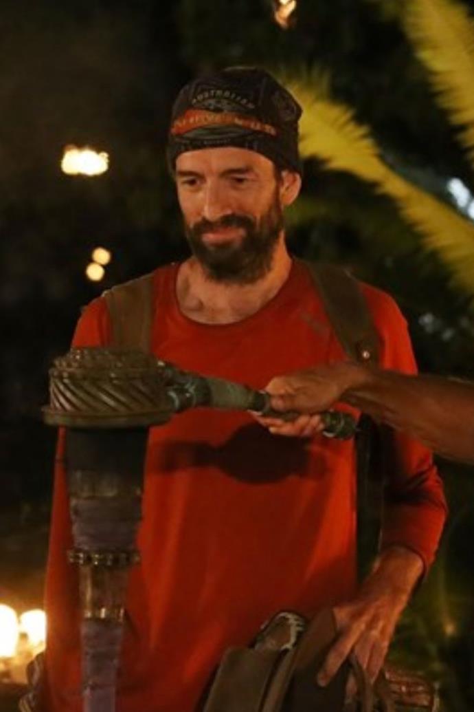 **David**  
<br><br>
David Genat's fate was sealed when Mark played his hidden Immunity Idol, and when the votes split evenly between him and Jordi, the tribe decided he was too much of a threat to keep in the game.  
<br><br>
After he said his goodbye, he wrote on Instagram, "Juicy Dave was born in *Survivor,* and I'm very proud of the game I've played. I've always said it wasn't my dream to be on Survivor, it was my daughter Briana's, but she transferred that dream when they sent her home early. I would have loved for her to be there, that's why I fought so hard."