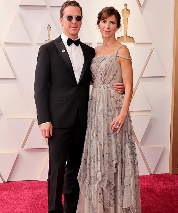 Benedict Cumberbatch and his wife Sophie Hunter looked glam as they headed into the 94th Academy Awards, where he is up for best actor for his role in *The Power of the Dog*.