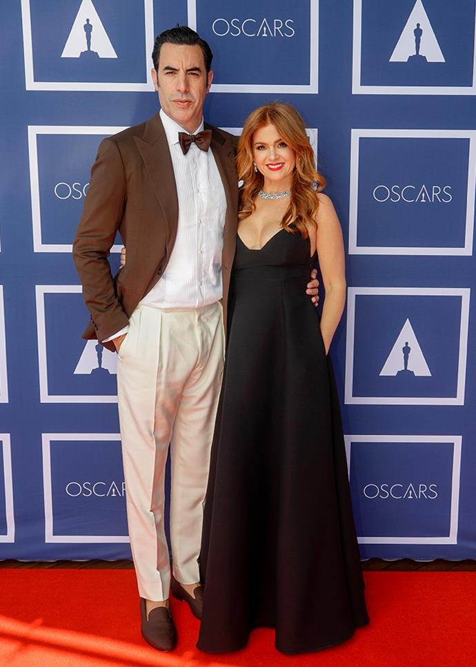 Though they weren't at the actual event, Isla Fisher looked radiant as she and husband Sacha Baron Cohen virtually attended from Sydney in 2021.