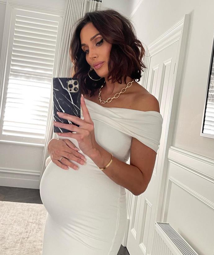Even while pregnant, Snezana looks as glamorous as ever - in fact, she seems to glow even more with her belly on display.