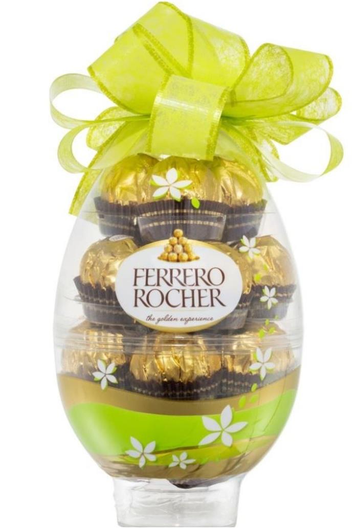 **Ferrero Rocher Easter Egg Gift, $12.00, [BIG W.](https://www.bigw.com.au/product/ferrero-rocher-easter-egg-gift-16-pack/p/315711|target="_blank"|rel="nofollow")** 