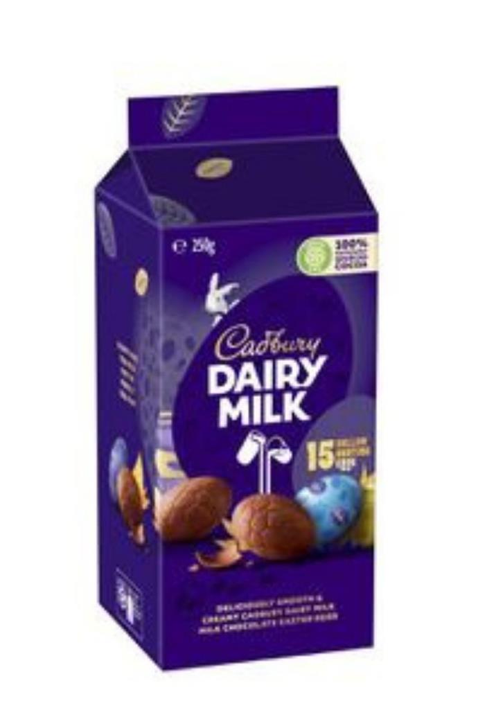 Cadbury Happy Easter Carton, $5.40, [Coles.](https://shop.coles.com.au/a/national/product/egg-carton-happy-easter?uztq=46abcbb7e16253b0cdc3e6c5bbe6a3f0&cid=col_cpc_Generic%7CColesSupermarkets%7CPLA%7CPantry%7CAustralia%7CBroad&s_kwcid=AL!12693!3!494980809725!!!u!1645312592319!&gclid=CjwKCAjwrqqSBhBbEiwAlQeqGmtUUBhnxCHDpL3Gc0Yl9hLCVpMeUoF4ZKzKCZigTOQnFg9Y22BbmBoCIBgQAvD_BwE&gclsrc=aw.ds|target="_blank") 