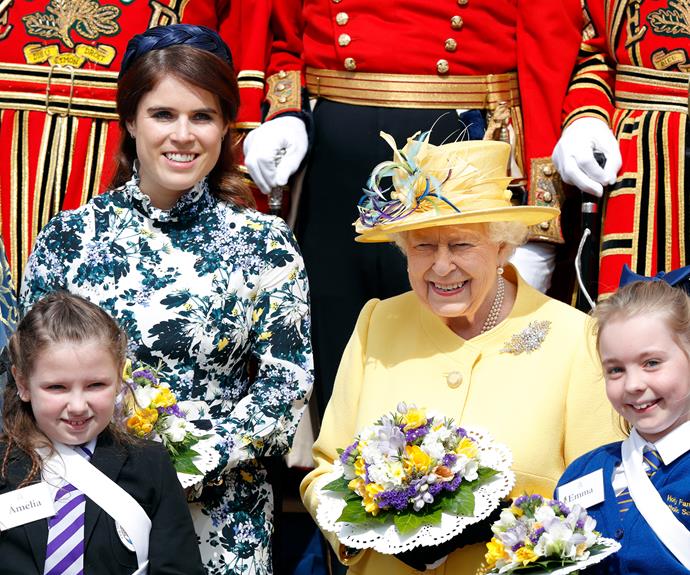 The Queen attends Maundy Day service with Princess Eugenie in 2019.