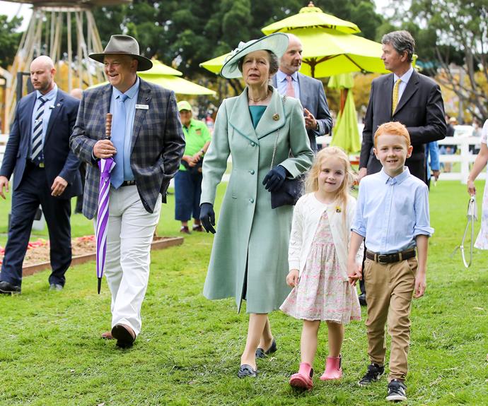 Super cute Liam Capes, age eight, and his sister Emalee, six, guided Her Royal Highness and Sir Tim around the Little Hands on the Land.