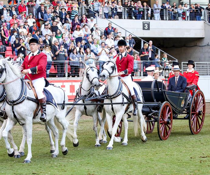 It was the same horse drawn carriage she travelled in on her first visit to Australia and the Easter show in 1970 with her parents and brother Prince Charles.
