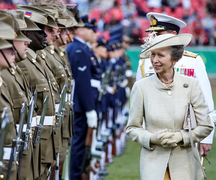 Her Royal Highness inspects the Federation Guard, escorted by Guard Commander, Major Christopher Pitman.