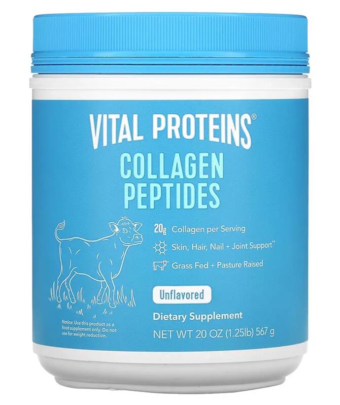 Ranked the third best collagen product on iHerb, this bovine collagen supplement is unflavoured and easy to add to any meal or drink to promote better skin, hair, nails and even joint health.<br><br>
***Vital Proteins Collagen Peptides, $58.57, from [iHerb.](https://au.iherb.com/pr/vital-proteins-collagen-peptides-unflavored-1-25-lbs-567-g/71356|target="_blank")***