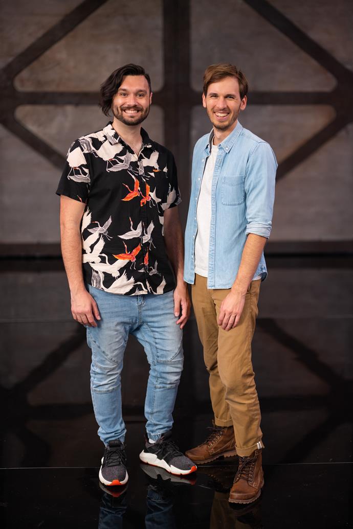 **GENE, 32, & NICK, 30 NSW**
<br><br>
The best friends and video editors say their *Lego Masters* experience will be a "picnic" compared to the fast-paced world of video post-production, but they admit one of them will work harder than the other. 
<br><br>
"I've already promised Gene a 70/30 split [of the prize money] because I assume he'll be doing most of the emotional labour," says Nick. 
<br><br>
Adds Gene, "Nick's got a lot of impish energy about him."