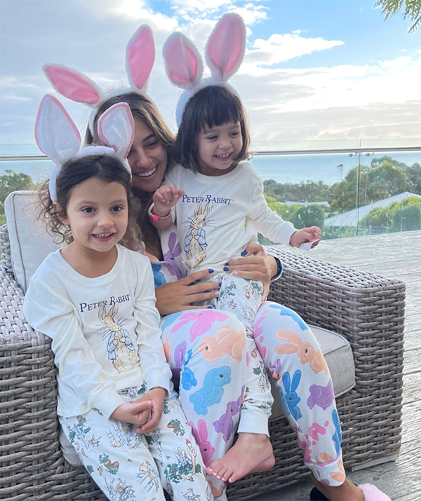 Sam uploaded this adorable snap of Charlie, Willow and Eve dressed as bunnies before the little ones took part in an Easter egg hunt.