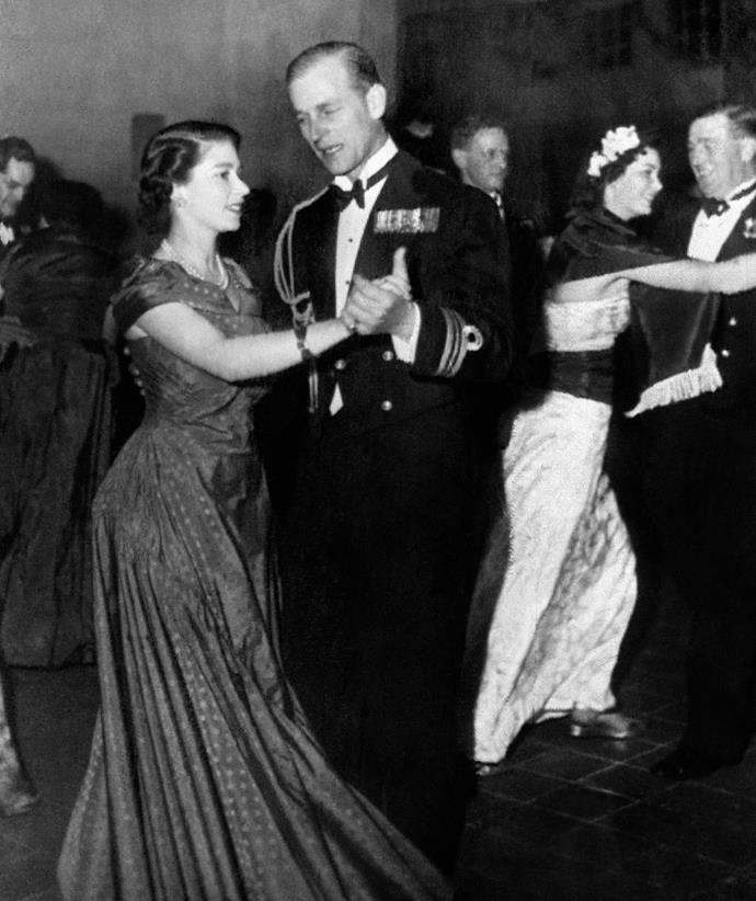 It was young love as newlywed Princess Elizabeth and Prince Philip danced the samba during a ball in 1950.