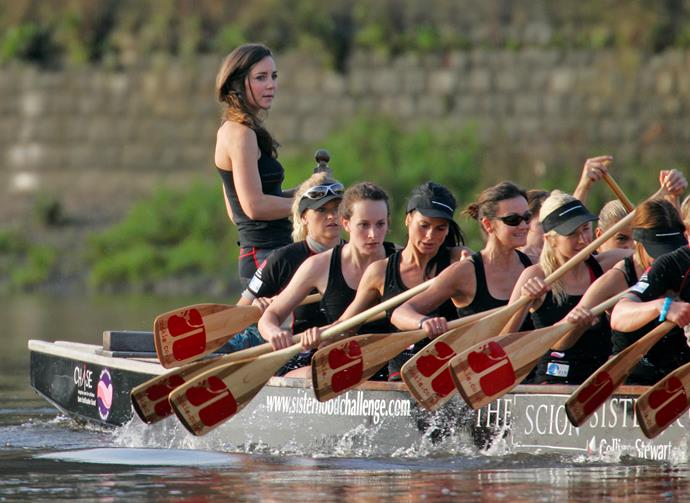 An avid athlete, Kate takes part in a rowing training session with the Sisterhood cross Channel rowing team in 2007.