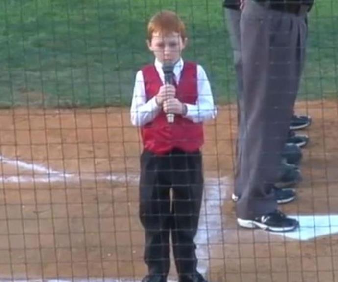 Ethan went viral after hiccupping throughout his performance of the national anthem at baseball game in 2015.