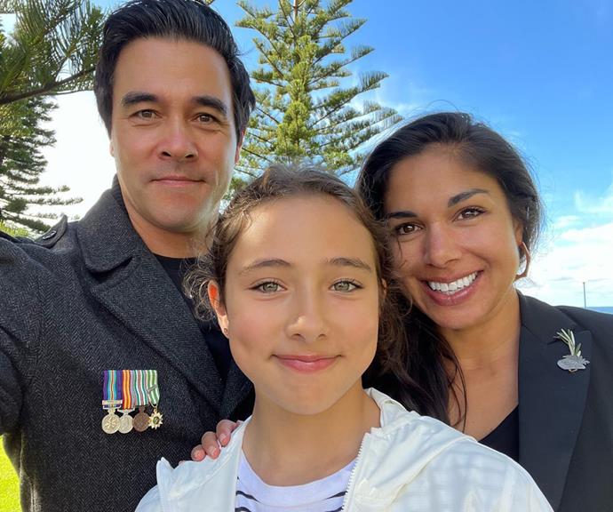 **James Stewart**
<br><br>
*Home and Away* alum James Stewart, his wife Sarah Roberts and his daughter Scout got up bright and early for an Anzac Day dawn service.
<br><br>
"Lest we forget," James captioned this post.