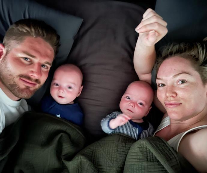 Easy like a Sunday morning! The adorable family of four enjoyed some snuggles in bed in March 2022. 
<br><br>
"No words needed ❤️" Bryce captioned the post.