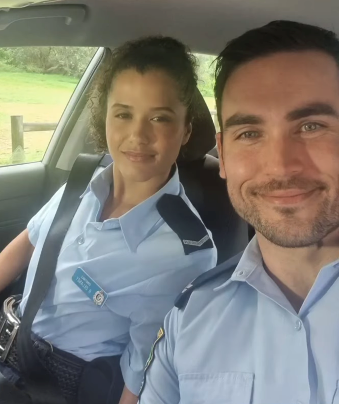 "We're back baby!" On April 26, Nicholas Cartwright shared this selfie with fellow Summer Bay cop Kirsty Marillier.