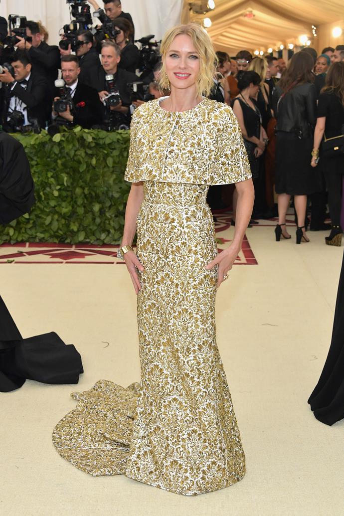 **HIT:** Naomi Watts in Michael Kors, 2018.
<br><br>
She looks like something straight out of a church (but make it fashionable). Hit!