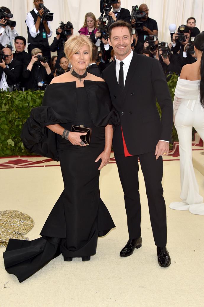 **HIT:** Deborra-Lee Furness and Hugh Jackman, 2018.
<br><br>
The outfits are a bit simple, but at least they're kind of sticking to the [theme of "Heavenly Bodies: Fashion & The Catholic Imagination".](https://www.nowtolove.com.au/celebrity/celeb-news/met-gala-red-carpet-2018-48175|target="_blank") It's a win for the Aussie golden couple!