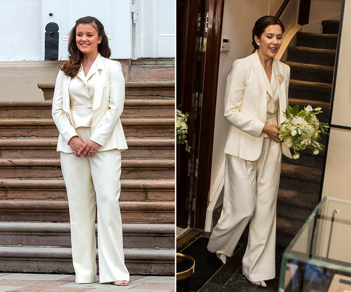 The Danish princess borrowed an outfit from her mother's wardrobe for her confirmation in April 2022.