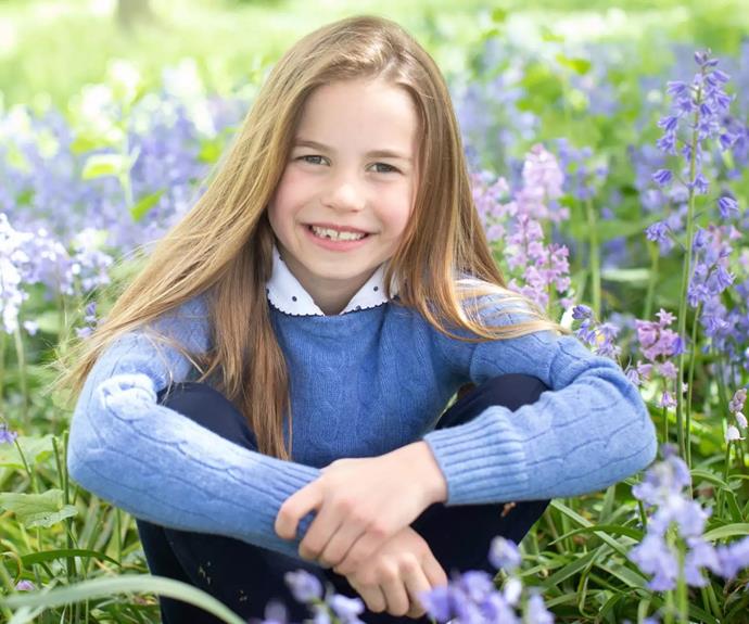 Charlotte was snapped in a field of bluebells.