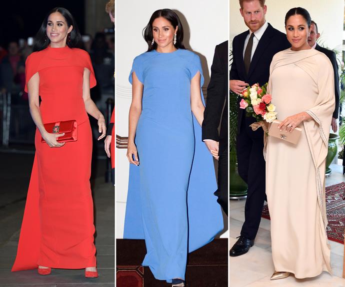 Meghan, Duchess of Sussex has been known to wear similar caped designs.