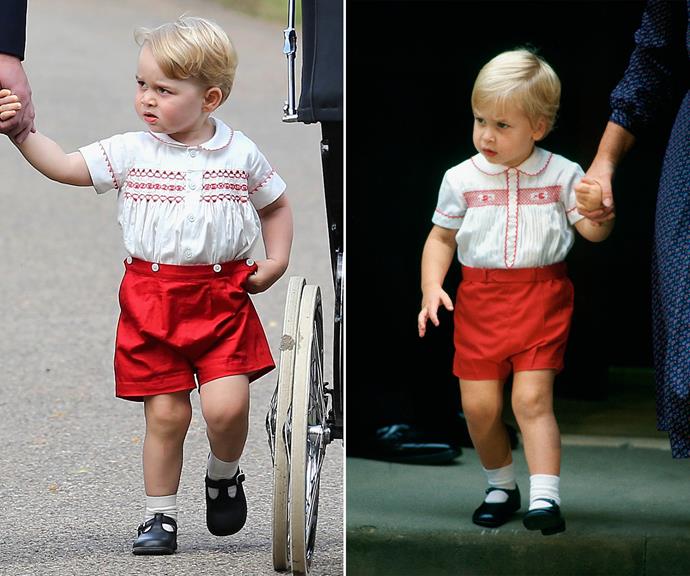 He also bore a striking resemblance to dad Prince William, especially when wearing his old baby clothes.