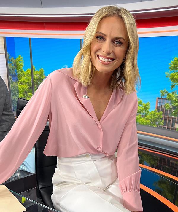 Sylvia reverted back to old-faithful Australian designer Scanlan Theodore for this chic blouse-and-trouser ensemble.