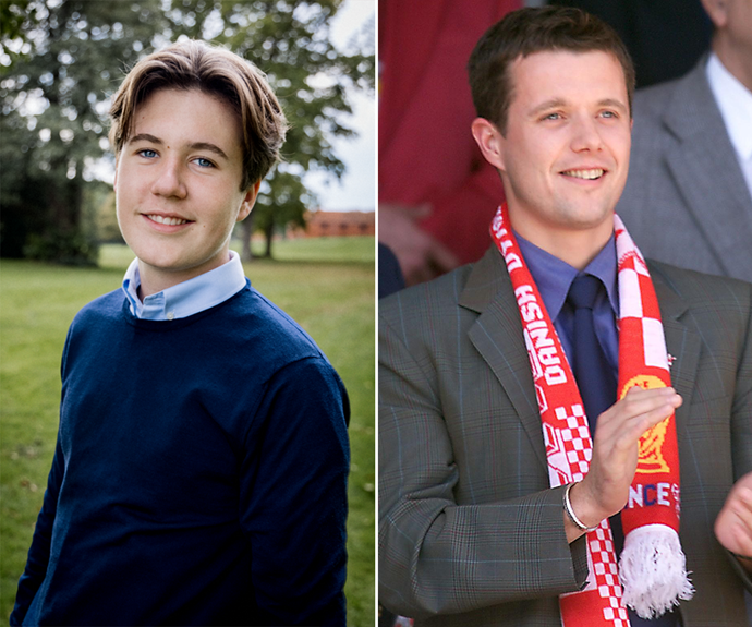 The Danish royals released this photo of Christian for his 16th birthday and he looked just like his dad Frederik in his 20s.
