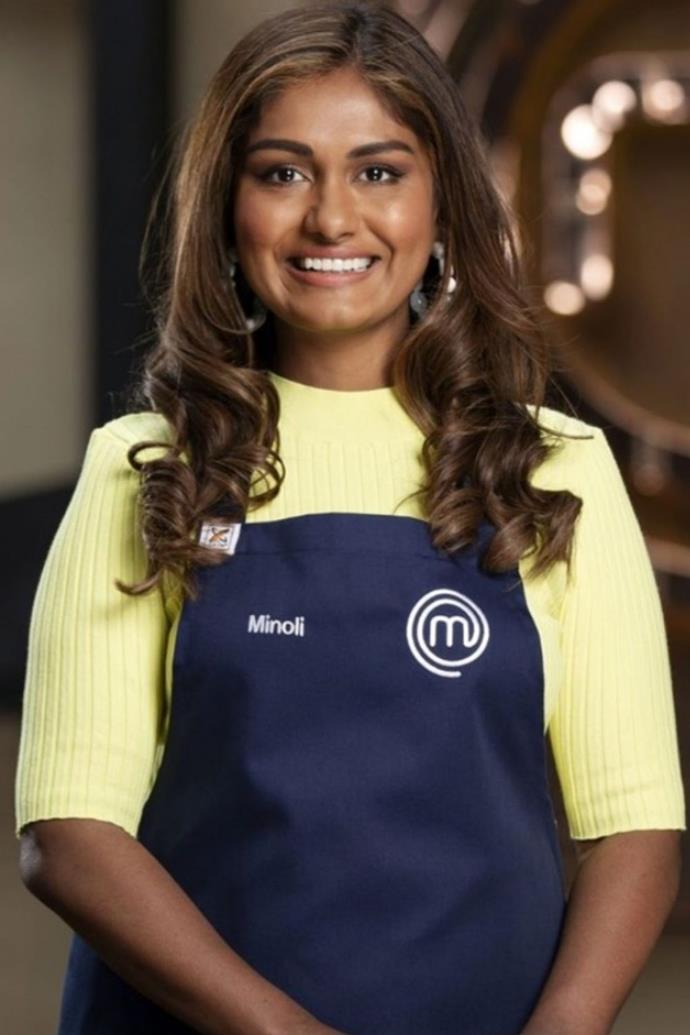 **Minoli De Silva**
<br><br>
Week three of *MasterChef* has became a chopping block for favourites. Minoli returned after her stint on the show last year with much hype from fans, but when she was tasked with recreating Alla Wolf-Tasker's summer cucumbers with Murry cod without seeing the recipe, she couldn't get herself over the line.
<br><br>
After getting eliminated, she spoke to *Ten Play* about her experience. "It was just a mess at the end, and my heart was broken that I was serving one of my favourite chefs food that I wasn't happy with - especially her food!
<br><br>
"That completely broke me, at the end, I was just shattered," she shared.
