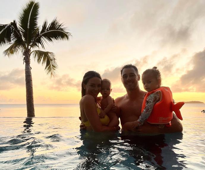 "Fiji with my little fam," she captioned a series of delightful family snaps she shared to Instagram from their travels.