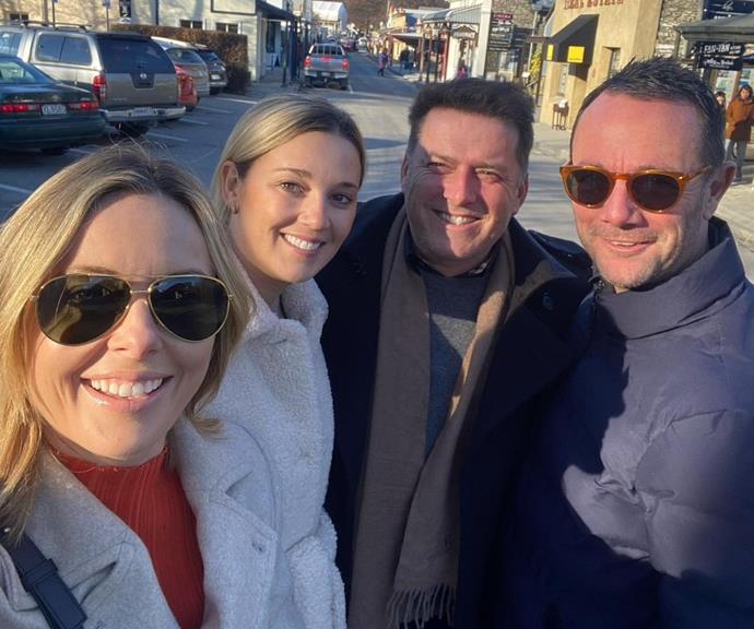 Ally and her husband Michael pose for a selfie in Queenstown with Karl and his wife Jasmine.