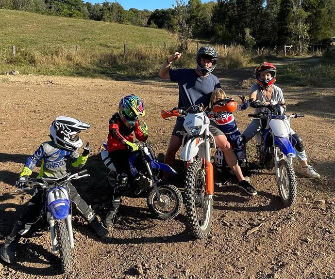 "Fun family day in the dirt," Chris captioned this pic of the whole clan.