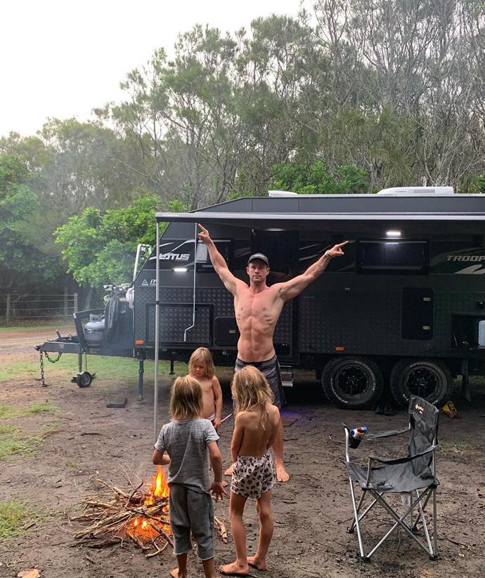 Outback dad! Chris made the most of some time off in July 2020 and took the kids on a trip around the Aussie coast.
