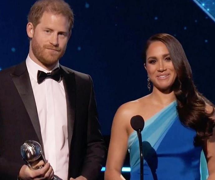 **February 2022: The Duke and Duchess make their award show debut**
<br><br> 
After years of speculation, Meghan and Harry finally made their award show debut at the NAACP Image Awards. They were collecting the President's Award in recognition of special achievement and distinguished public service. While on stage, Meghan made a powerful speech about how George Floyd's tragic death impacted their charity work. "In the months that followed, as my husband and I spoke with the civil rights community, we committed ourselves and our organisation Archewell to illuminate those who are advancing racial justice and progress," she said.