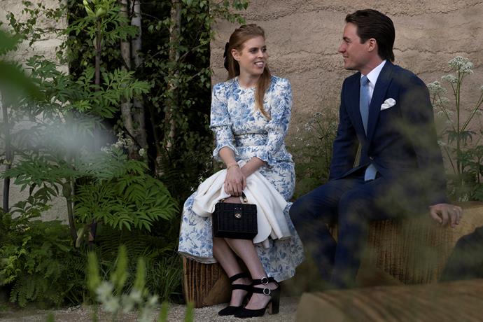The look of love: Princess Beatrice and husband Edoardo Mapelli Mozzi share a sweet moment.