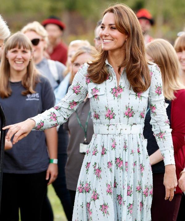 In what accompanied the event perfectly, the Duchess of Cambridge donned a pale blue and breezy floral dress to the Back To Nature festival at RHS Garden Wisley in September 2019.