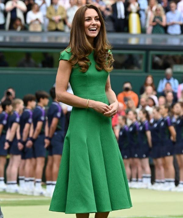 If there's one thing the royals love, it's the tennis. And the July 2021 Wimbledon Tennis Championships called for a stunning frock courtesy of the duchess' favourite designer. This clover-green dress with cap sleeves and a panelled skirt complemented the royal immensely.
