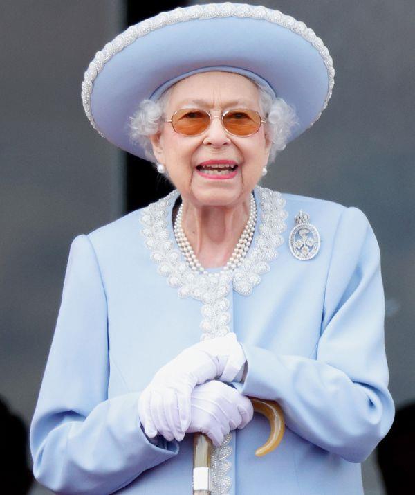 For her Platinum Jubilee official birthday parade, the Queen looked distinguished in her sky blue coat and hat with floral motif trimming, but her sunglasses were a special highlight.