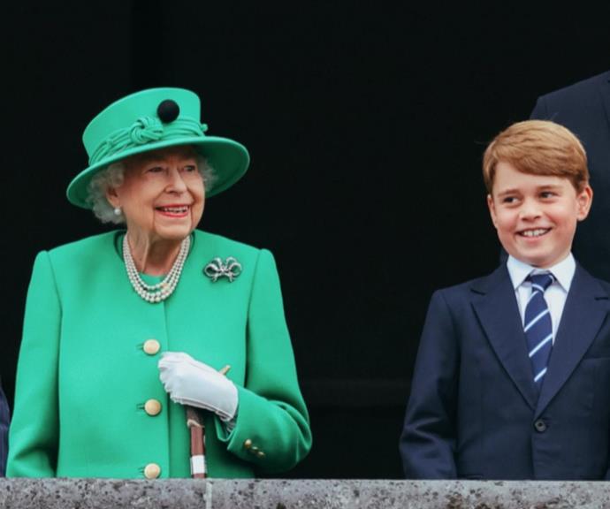 The Queen and Prince George were all smiles during Her Majesty's surprise balcony appearance.