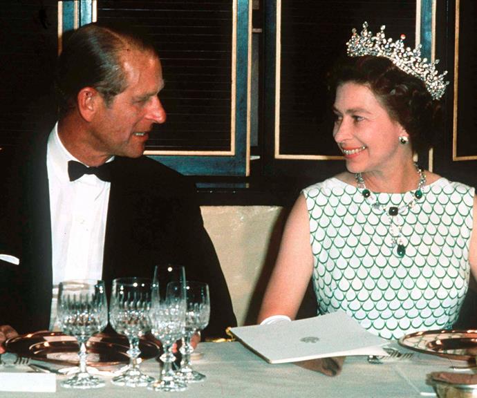 The couple attend a State banquet in 1970.